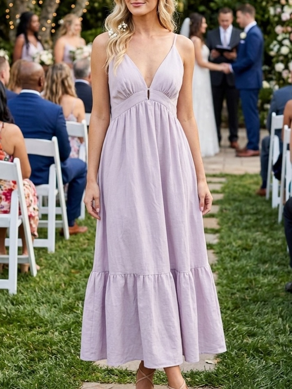 NEW Light Lavender Spaghetti Strap Maxi Sundress with V-Neck